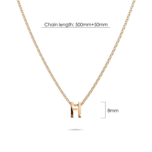 Initials Brick Alphabet Letter Necklace Rose Gold Layered Steel Jewellery